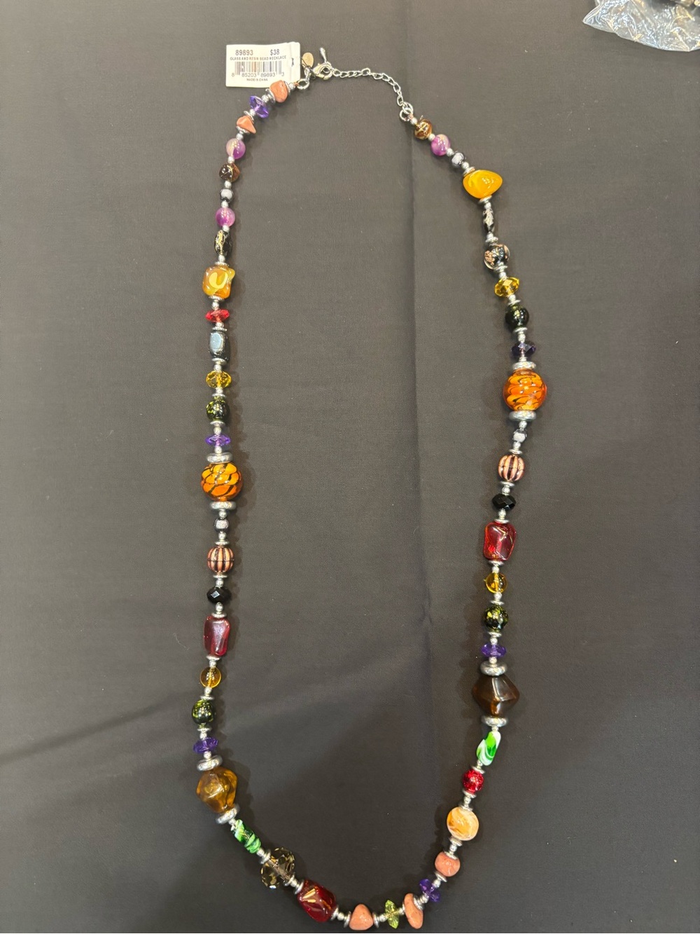 Multicolor Glass Bead Long Necklace - Women Jewelry
